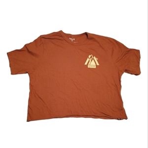 Hurley Burnt Orange Crop Top Graphic Tee Logo Raw Hem Size Small